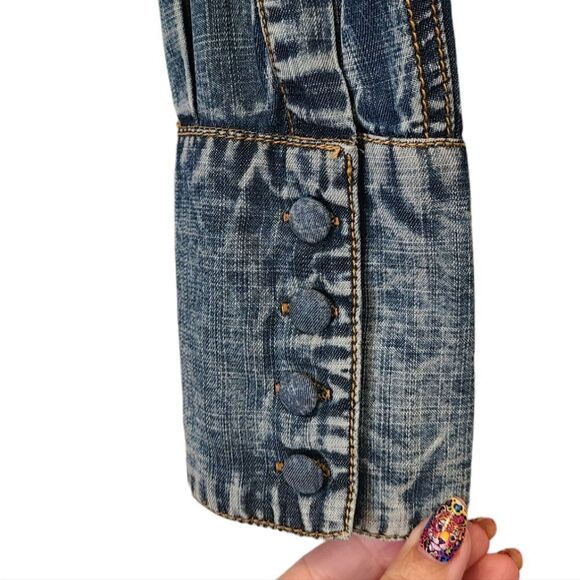 Soft Surroundings Alalic Embroidered Denim Button Front Tunic, Longsleeve | S - Picture 5 of 11